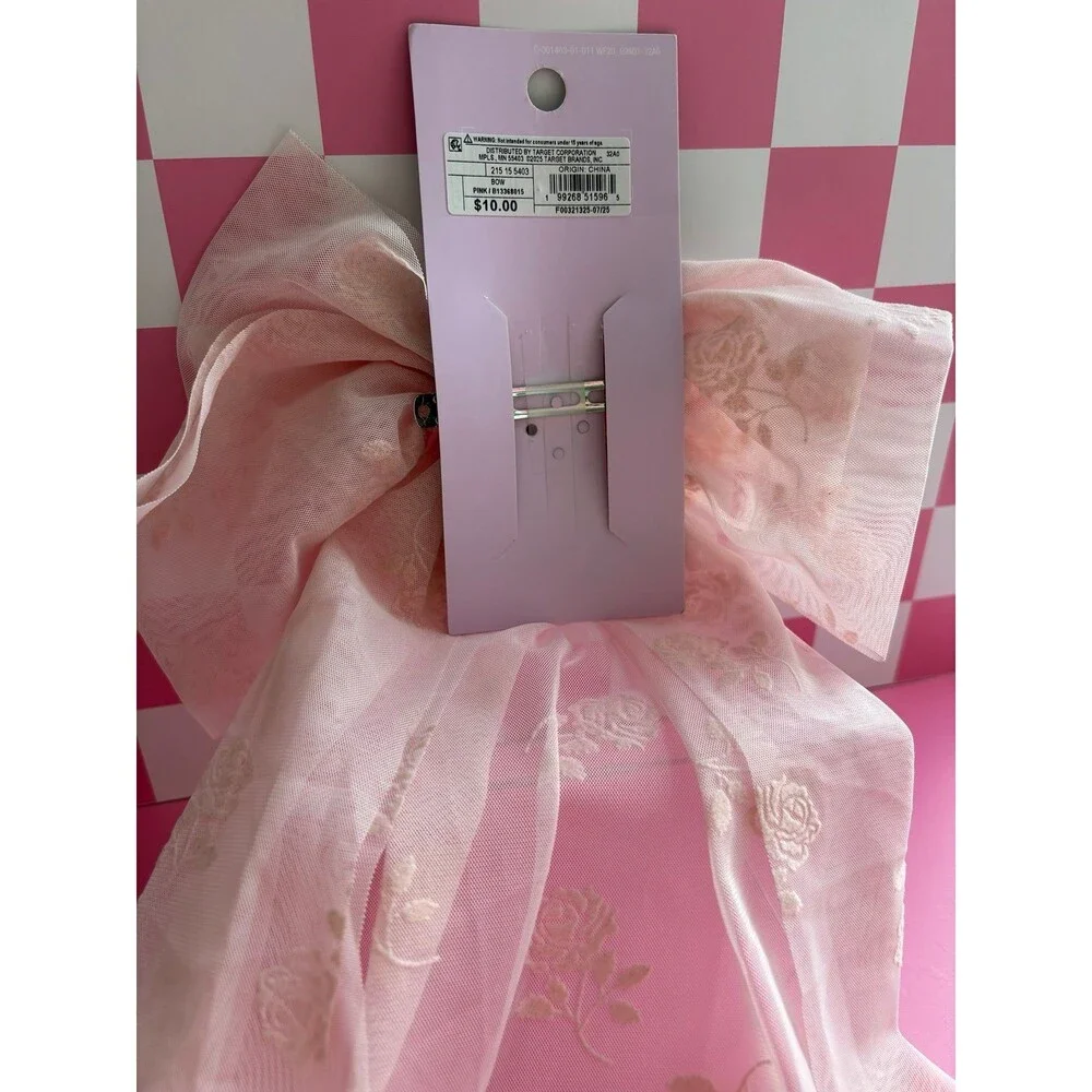 Light Pink Rose Bow Clip